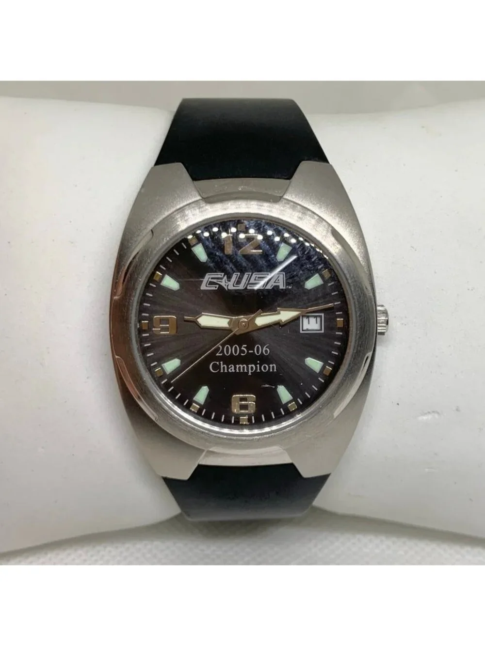 C USA Tomax men’s date watch silver tone 37mm quartz Japan glowing running